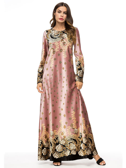 Women long sleeves velvet embroidery Dress maxi  kaftan