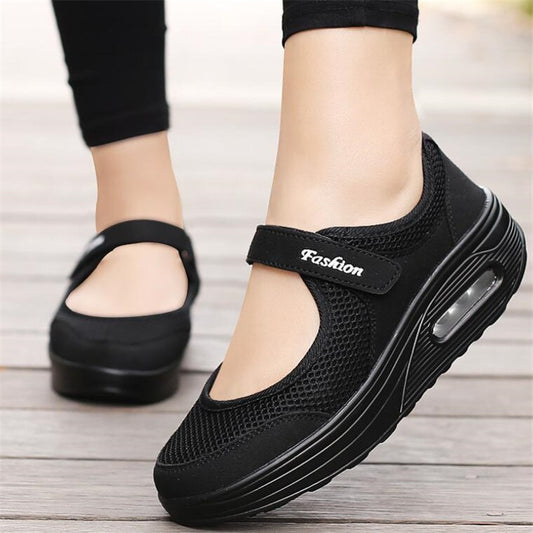 Women Flat Platform Shoe Breathable Mesh Casual Shoes