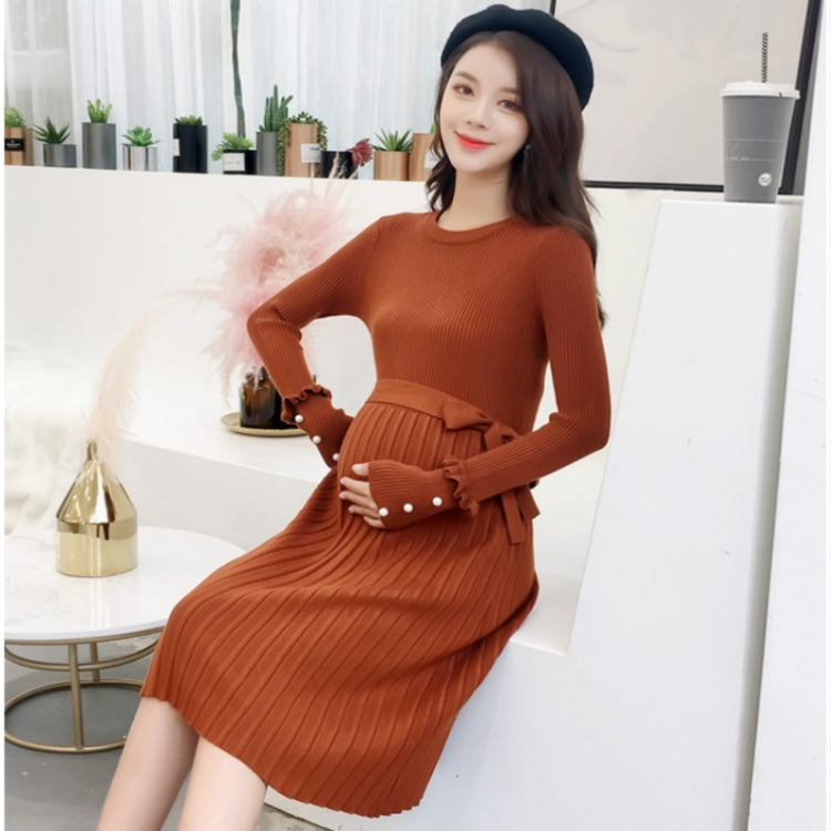 Elegant Ruffles Maternity Knitted Dress Clothes