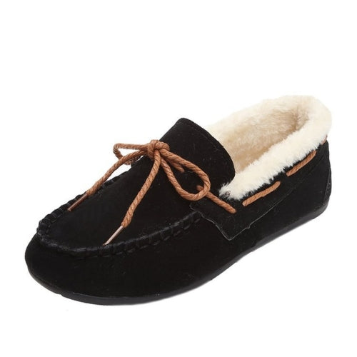 Solid Color Velvet Warm Female Flat Cotton Non-slip Shoes