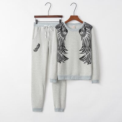 Wings Pattern Tracksuit Women Set Outfits Sports Tracksuits