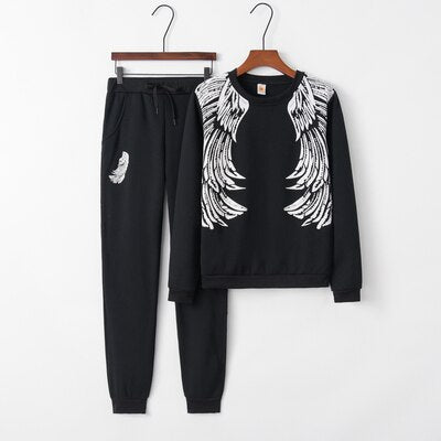 Wings Pattern Tracksuit Women Set Outfits Sports Tracksuits