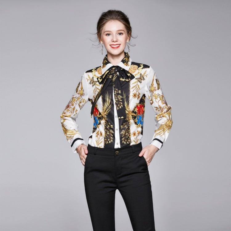 Women Collar Print Slim Shirt  Shirt Slim Long-sleeved Bottoming Shirt Mesh T-shirt