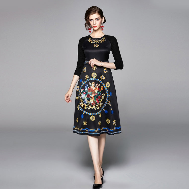 Ladies Dress Cropped Sleeve Slim Print Dress