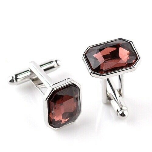 Sapphire Blue Stone Jewel Silver Square Cufflinks Formal Suit UK