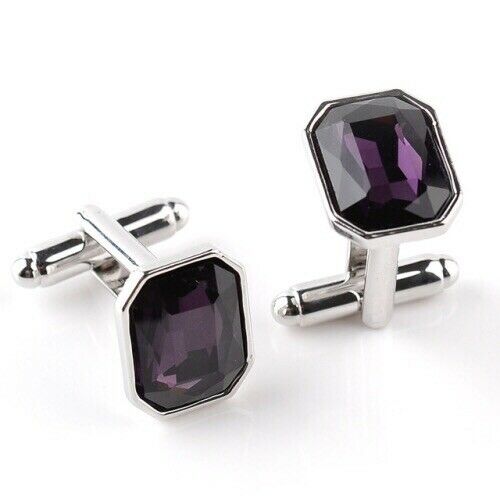 Sapphire Blue Stone Jewel Silver Square Cufflinks Formal Suit UK