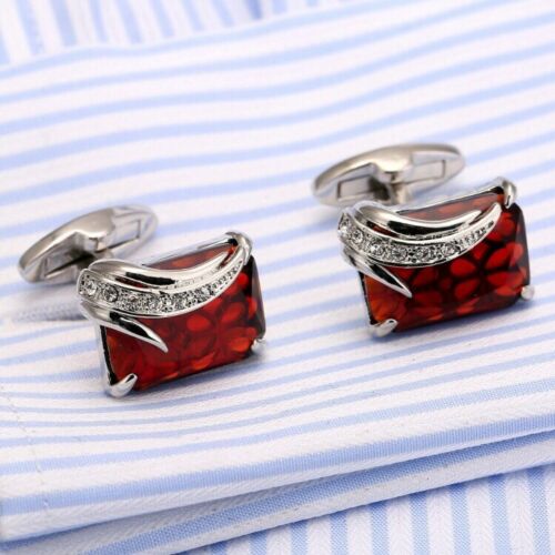 Sapphire Blue Stone Jewel Silver Square Cufflinks Formal Suit UK