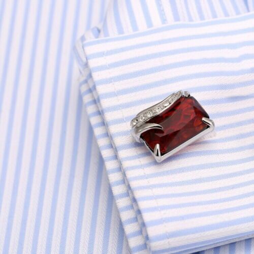 Sapphire Blue Stone Jewel Silver Square Cufflinks Formal Suit UK